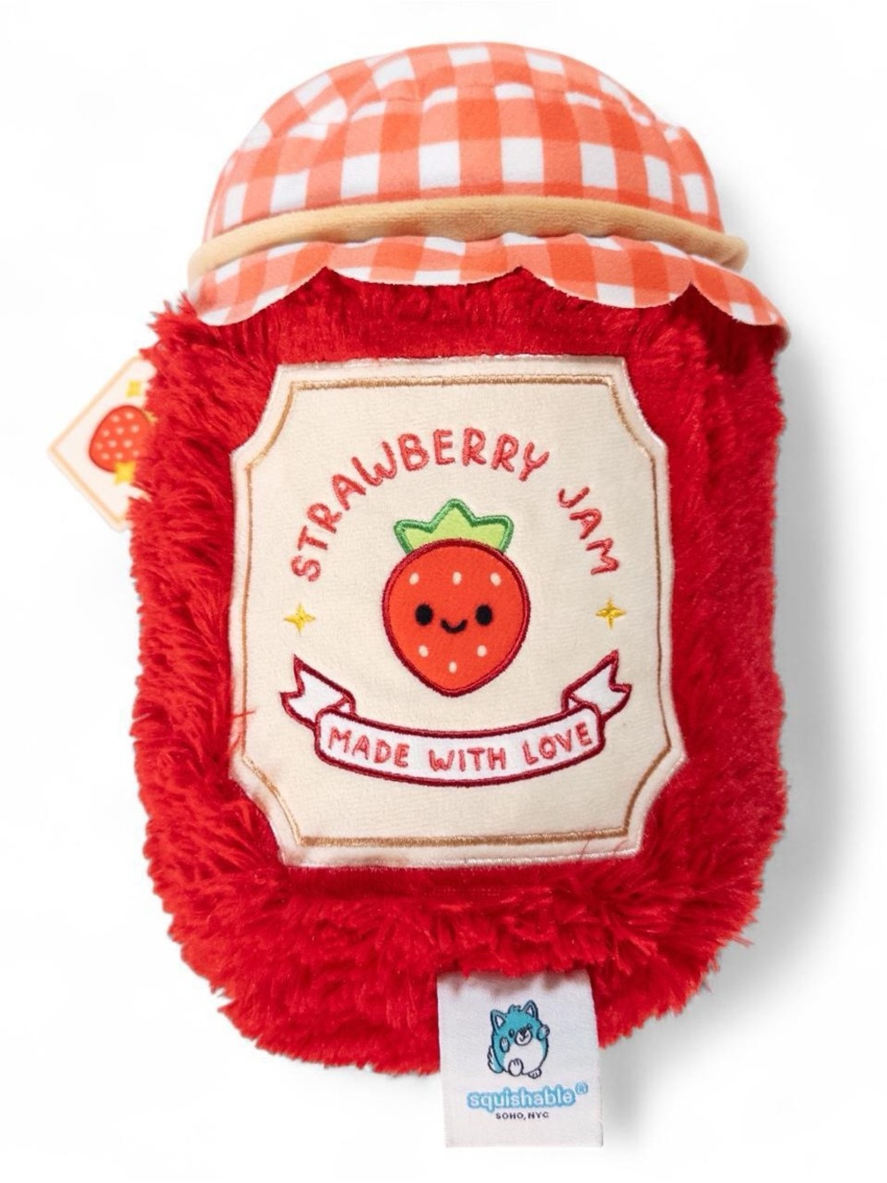 Squishable Strawberry Jam Jar Plushie 10” - “Made with Love”